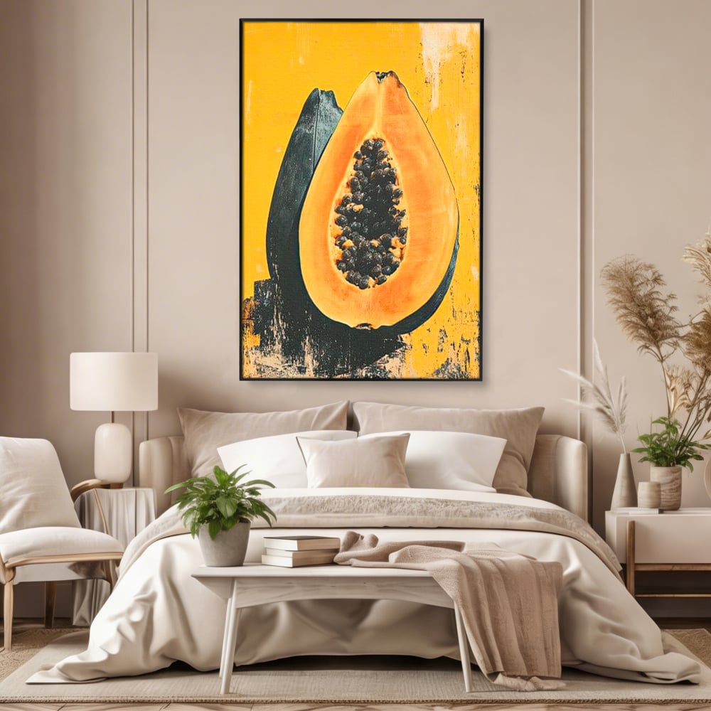 Tablou Canvas Premium, LuxCanva® N1147, Gigantul Papaya, Fruct, Exotic, Tropical, Delicios, Vacanta, Culori Vibrante, Energie, Vitamine, Restaurant, Bucatarie
