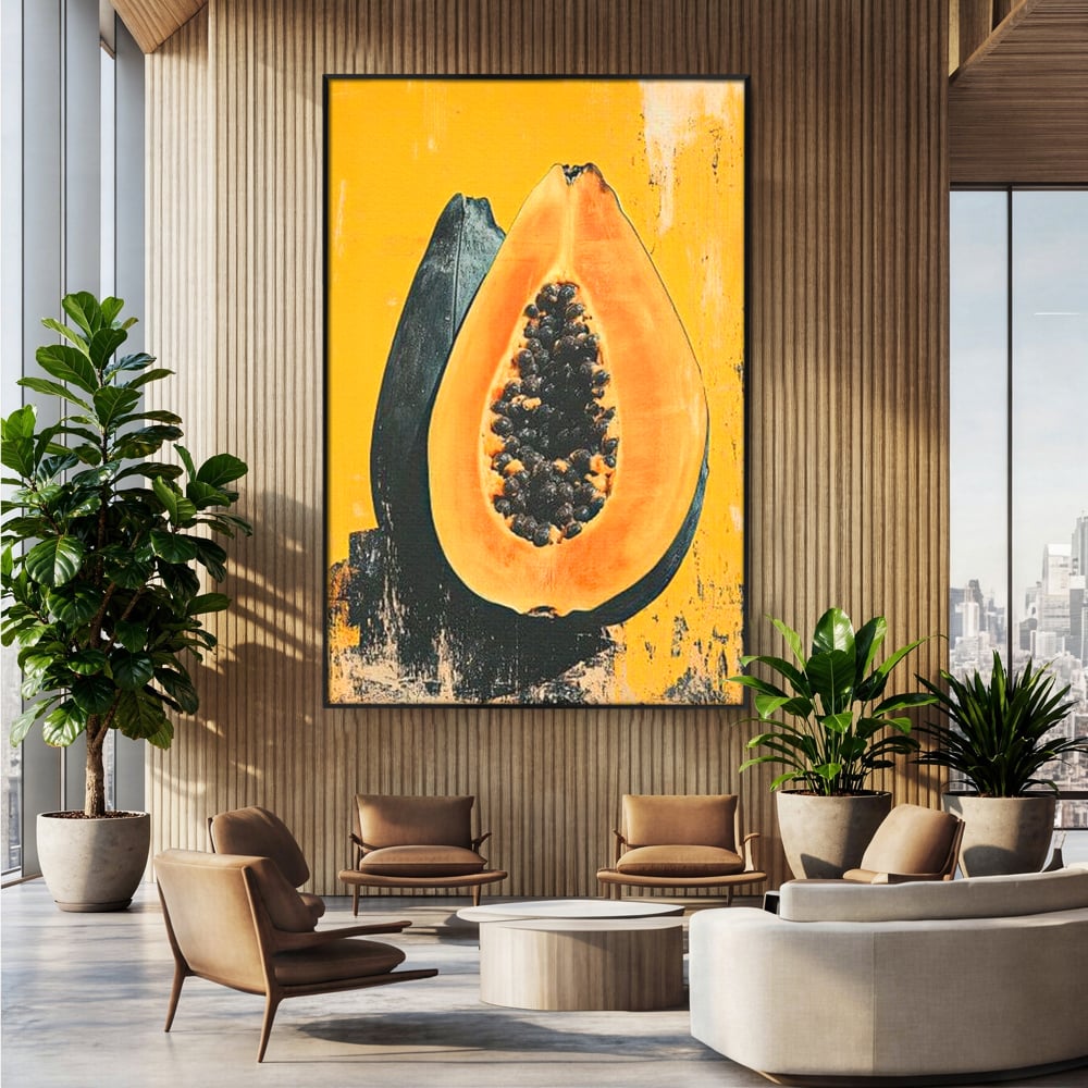 Tablou Canvas Premium, LuxCanva® N1147, Gigantul Papaya, Fruct, Exotic, Tropical, Delicios, Vacanta, Culori Vibrante, Energie, Vitamine, Restaurant, Bucatarie