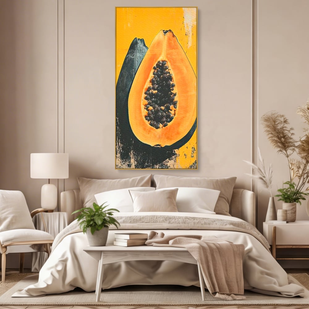 Tablou Canvas Premium, LuxCanva® N1147, Gigantul Papaya, Fruct, Exotic, Tropical, Delicios, Vacanta, Culori Vibrante, Energie, Vitamine, Restaurant, Bucatarie