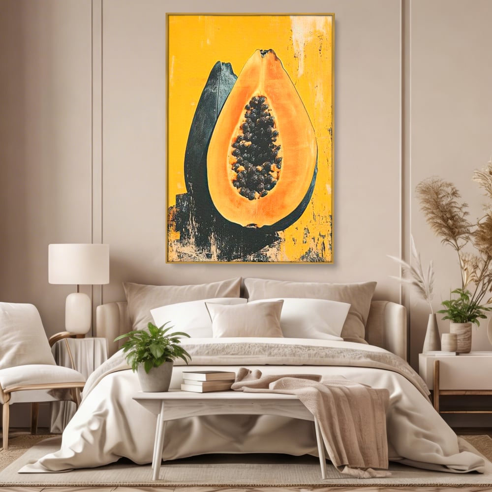 Tablou Canvas Premium, LuxCanva® N1147, Gigantul Papaya, Fruct, Exotic, Tropical, Delicios, Vacanta, Culori Vibrante, Energie, Vitamine, Restaurant, Bucatarie