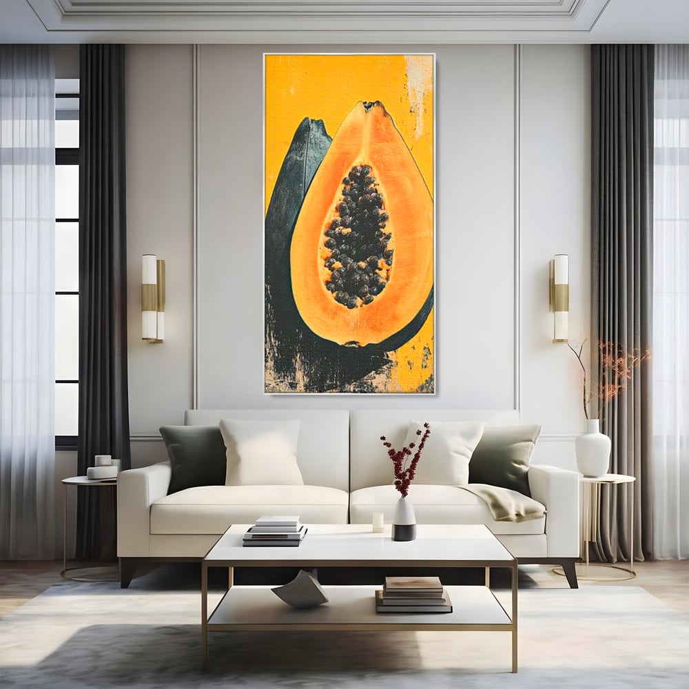 Tablou Canvas Premium, LuxCanva® N1147, Gigantul Papaya, Fruct, Exotic, Tropical, Delicios, Vacanta, Culori Vibrante, Energie, Vitamine, Restaurant, Bucatarie
