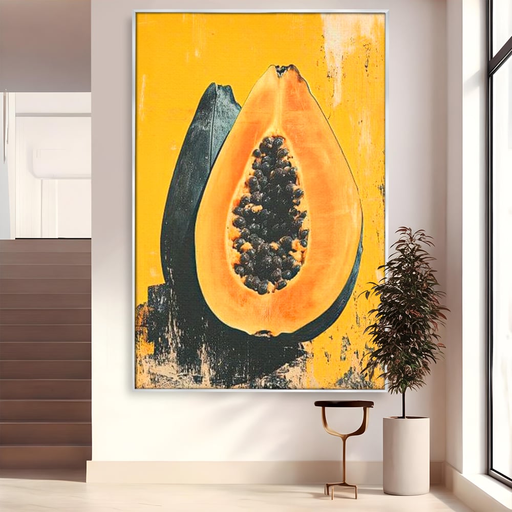 Tablou Canvas Premium, LuxCanva® N1147, Gigantul Papaya, Fruct, Exotic, Tropical, Delicios, Vacanta, Culori Vibrante, Energie, Vitamine, Restaurant, Bucatarie