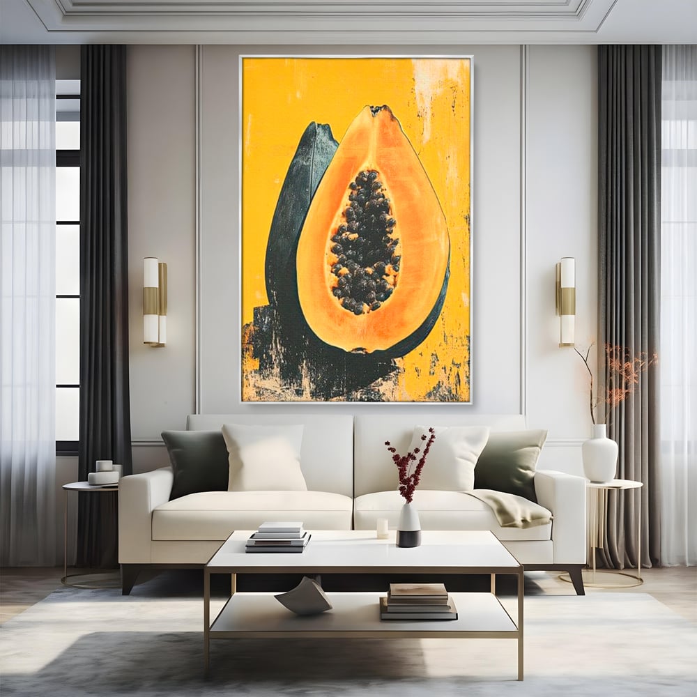 Tablou Canvas Premium, LuxCanva® N1147, Gigantul Papaya, Fruct, Exotic, Tropical, Delicios, Vacanta, Culori Vibrante, Energie, Vitamine, Restaurant, Bucatarie