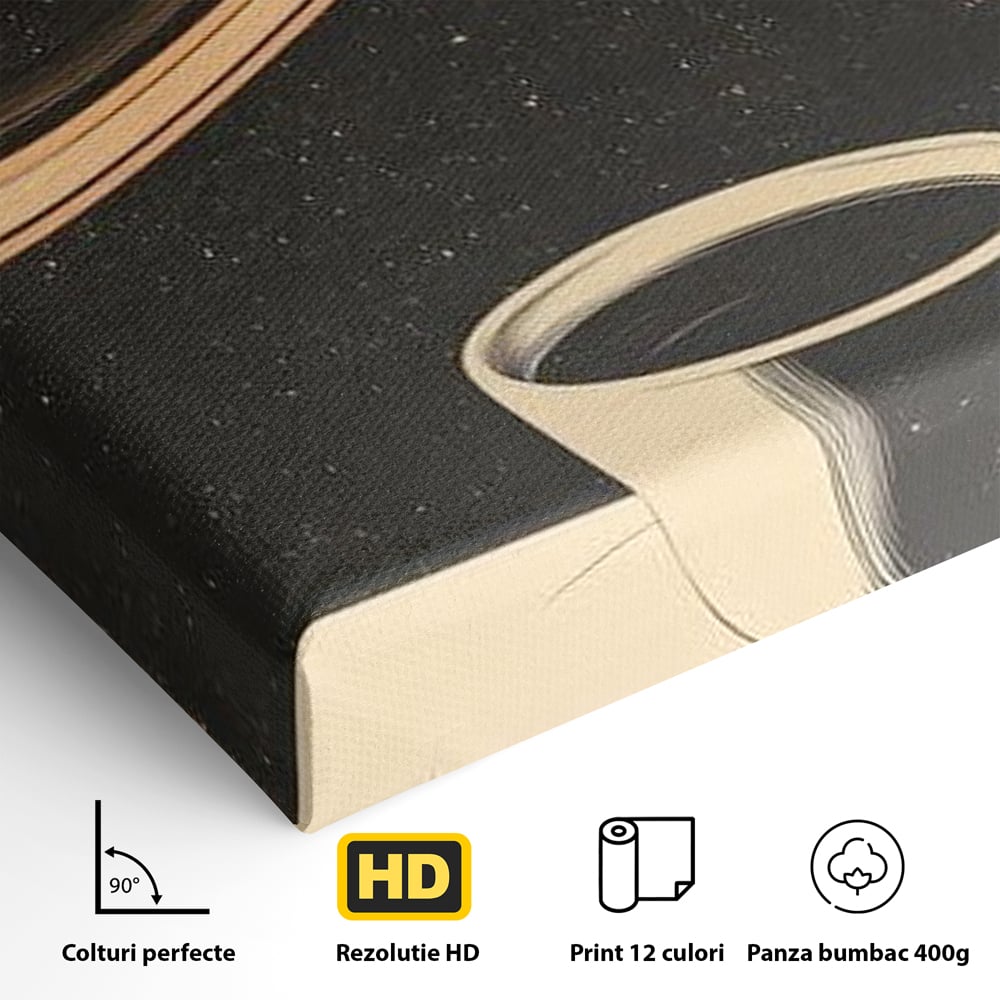 Tablou Canvas Premium, LuxCanva® N1148, Ritual Interstelar, Saturn, Planeta, Univers, Cosmos, Ceasca, Cafea, Espresso, Cafenea, Pub, Bar, Lounge, Restaurant, Bucatarie