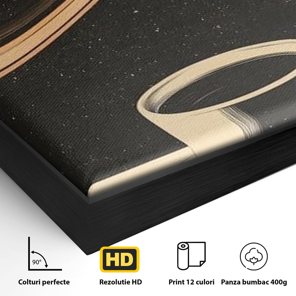 Tablou Canvas Premium, LuxCanva® N1148, Ritual Interstelar, Saturn, Planeta, Univers, Cosmos, Ceasca, Cafea, Espresso, Cafenea, Pub, Bar, Lounge, Restaurant, Bucatarie