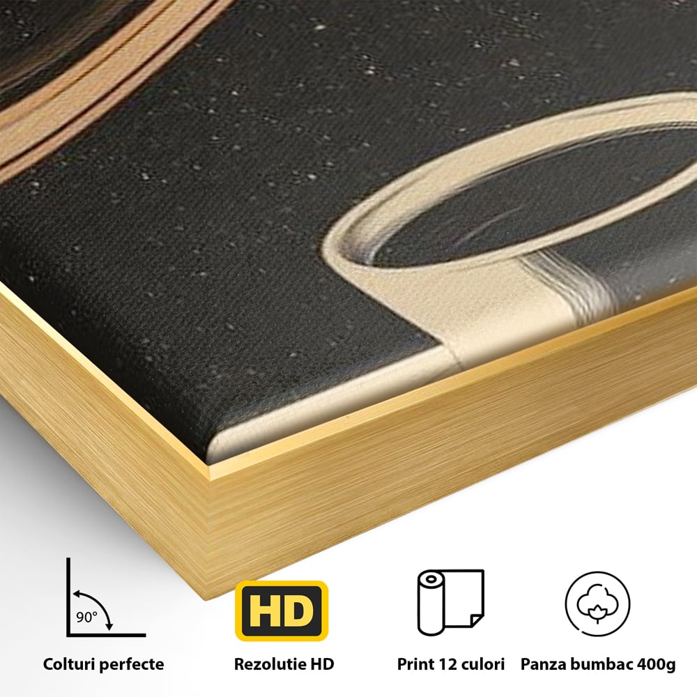 Tablou Canvas Premium, LuxCanva® N1148, Ritual Interstelar, Saturn, Planeta, Univers, Cosmos, Ceasca, Cafea, Espresso, Cafenea, Pub, Bar, Lounge, Restaurant, Bucatarie