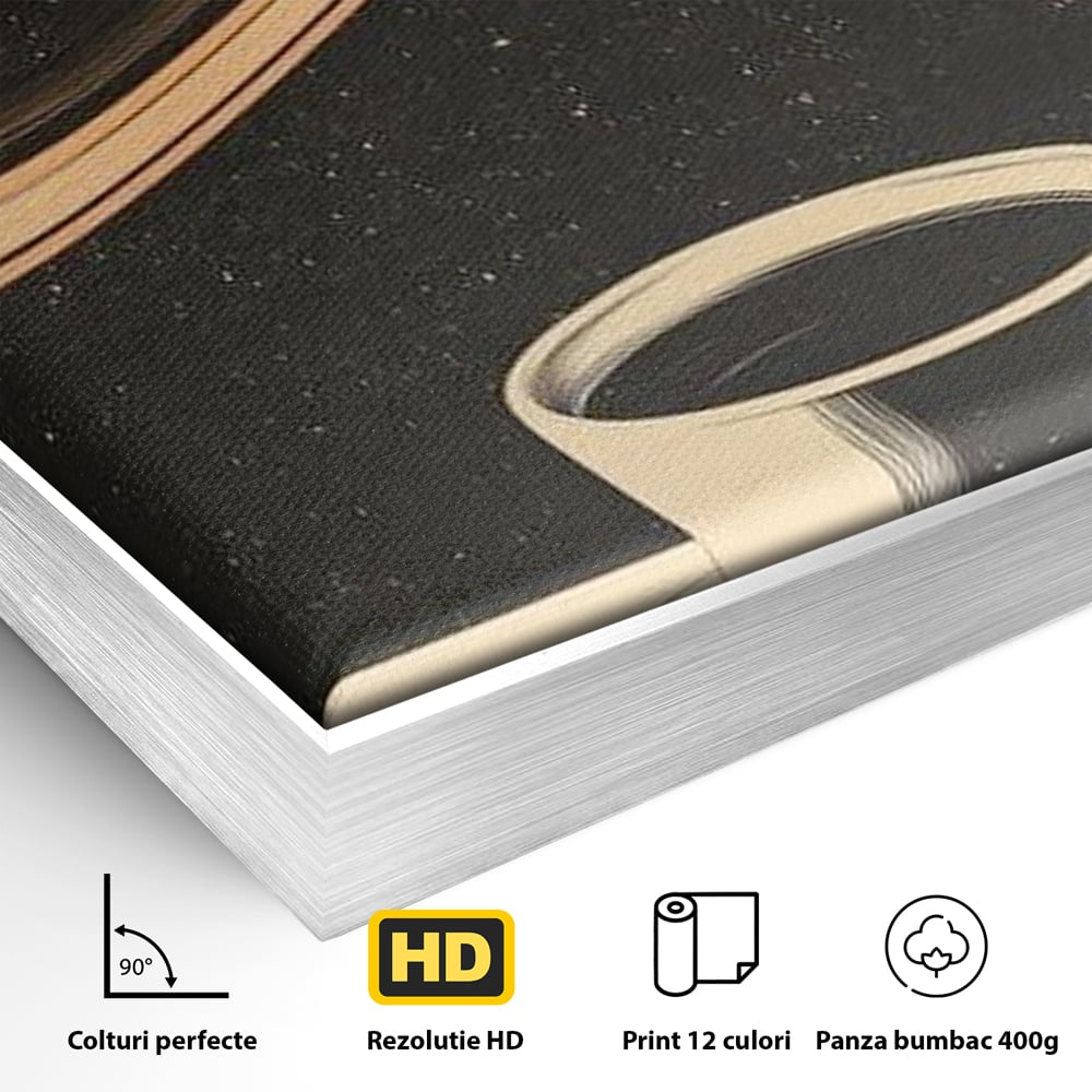 Tablou Canvas Premium, LuxCanva® N1148, Ritual Interstelar, Saturn, Planeta, Univers, Cosmos, Ceasca, Cafea, Espresso, Cafenea, Pub, Bar, Lounge, Restaurant, Bucatarie