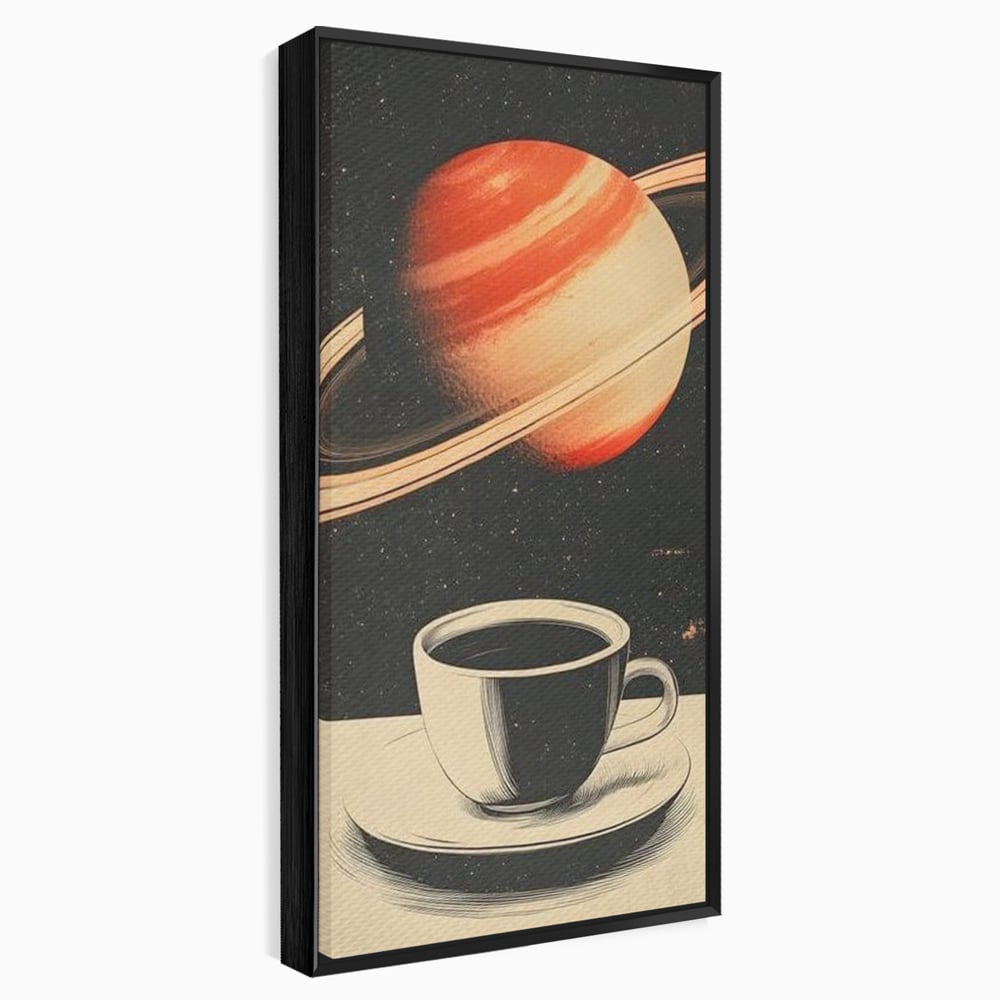 Tablou Canvas Premium, LuxCanva® N1148, Ritual Interstelar, Saturn, Planeta, Univers, Cosmos, Ceasca, Cafea, Espresso, Cafenea, Pub, Bar, Lounge, Restaurant, Bucatarie