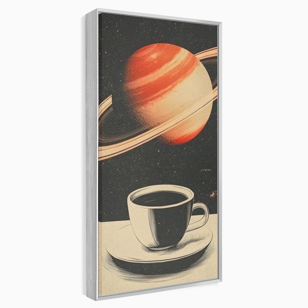 Tablou Canvas Premium, LuxCanva® N1148, Ritual Interstelar, Saturn, Planeta, Univers, Cosmos, Ceasca, Cafea, Espresso, Cafenea, Pub, Bar, Lounge, Restaurant, Bucatarie