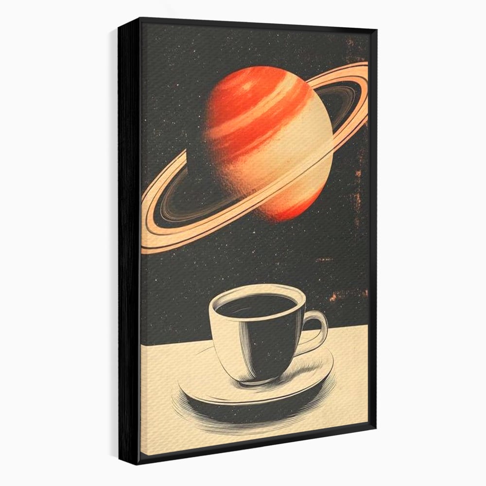 Tablou Canvas Premium, LuxCanva® N1148, Ritual Interstelar, Saturn, Planeta, Univers, Cosmos, Ceasca, Cafea, Espresso, Cafenea, Pub, Bar, Lounge, Restaurant, Bucatarie