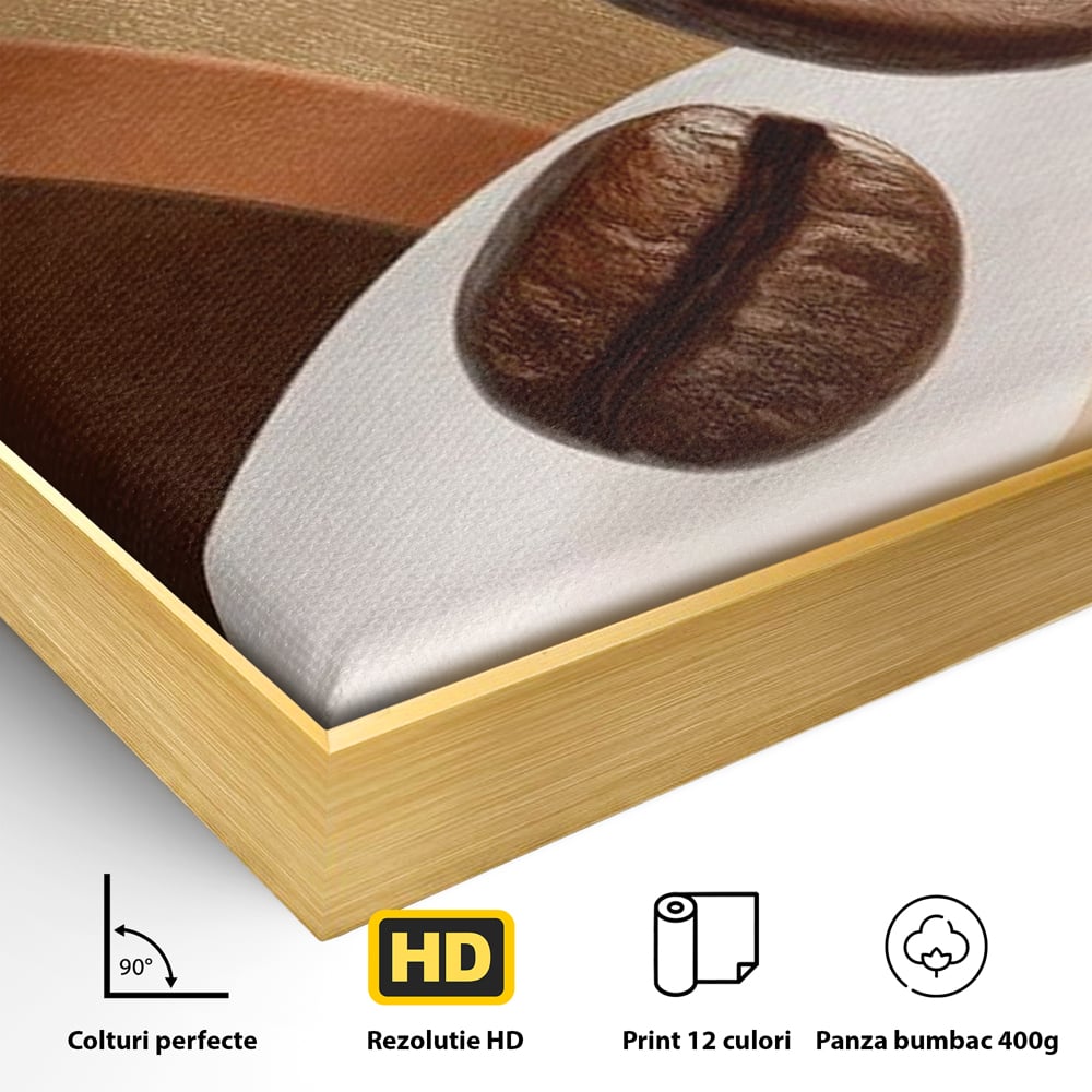 Tablou Canvas Premium, LuxCanva® N1149, Note Cafenii, Espresso, Boabe de Cafea, Aroma, Dimineata, Energie, Design, Modern, Cafenea, Pub, Bar, Lounge, Restaurant, Bucatarie