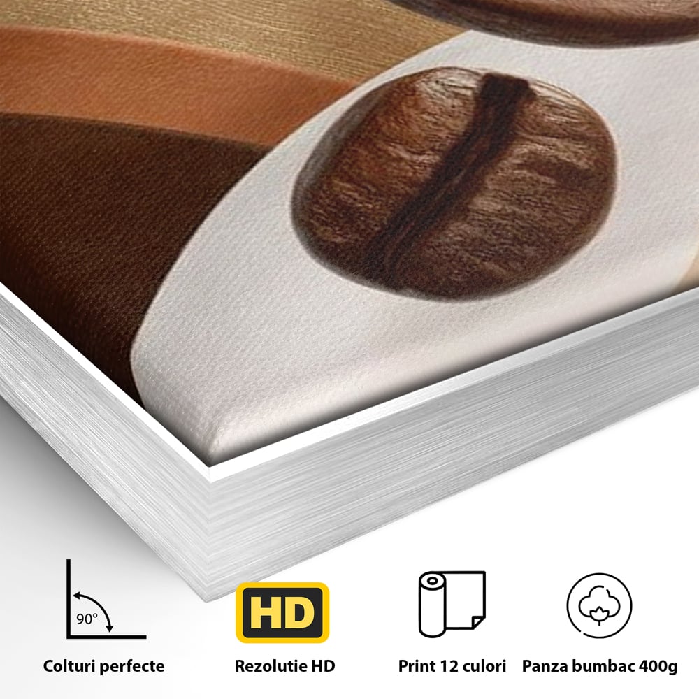 Tablou Canvas Premium, LuxCanva® N1149, Note Cafenii, Espresso, Boabe de Cafea, Aroma, Dimineata, Energie, Design, Modern, Cafenea, Pub, Bar, Lounge, Restaurant, Bucatarie