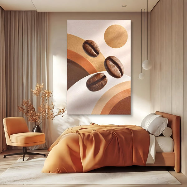 Tablou Canvas Premium, LuxCanva® N1149, Note Cafenii, Espresso, Boabe de Cafea, Aroma, Dimineata, Energie, Design, Modern, Cafenea, Pub, Bar, Lounge, Restaurant, Bucatarie