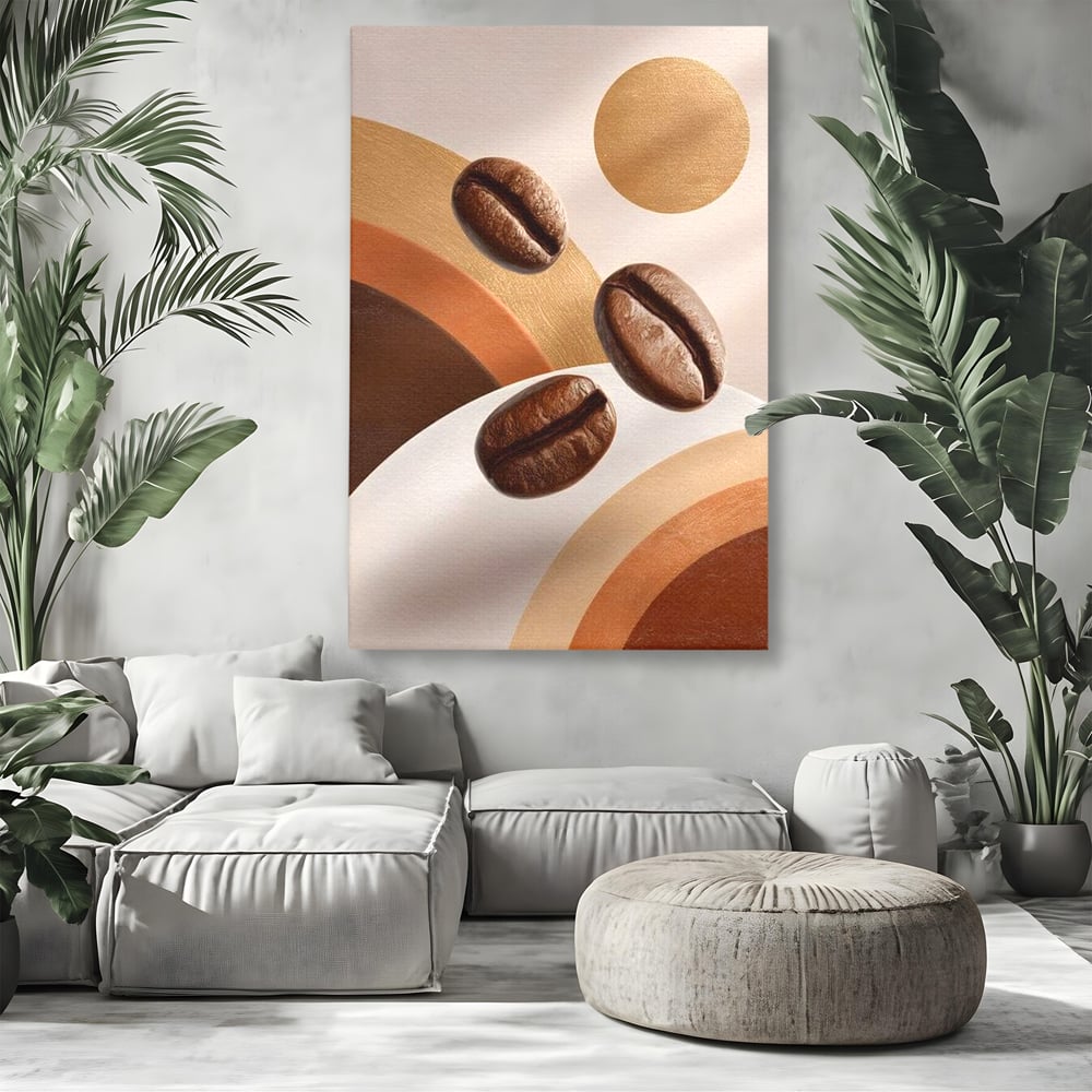 Tablou Canvas Premium, LuxCanva® N1149, Note Cafenii, Espresso, Boabe de Cafea, Aroma, Dimineata, Energie, Design, Modern, Cafenea, Pub, Bar, Lounge, Restaurant, Bucatarie