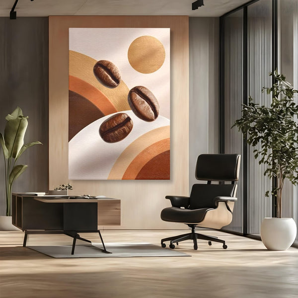 Tablou Canvas Premium, LuxCanva® N1149, Note Cafenii, Espresso, Boabe de Cafea, Aroma, Dimineata, Energie, Design, Modern, Cafenea, Pub, Bar, Lounge, Restaurant, Bucatarie
