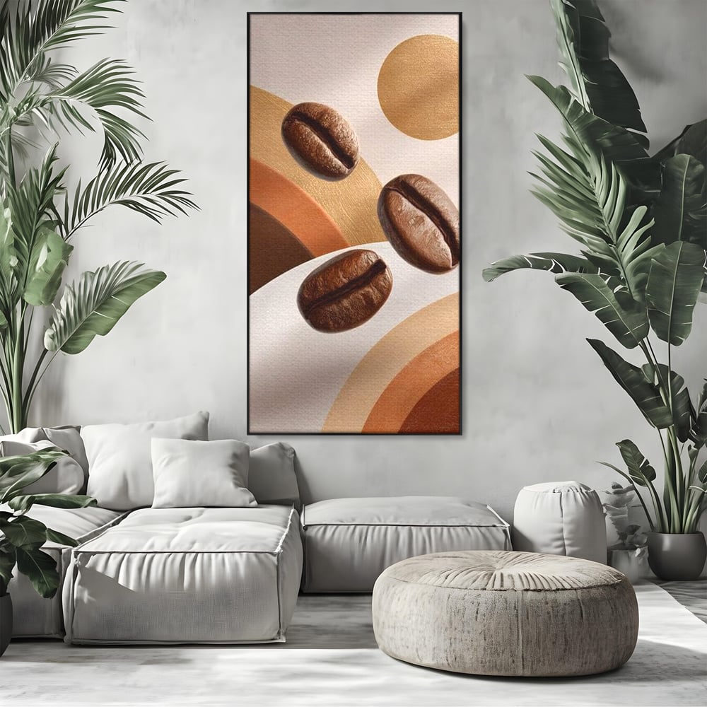 Tablou Canvas Premium, LuxCanva® N1149, Note Cafenii, Espresso, Boabe de Cafea, Aroma, Dimineata, Energie, Design, Modern, Cafenea, Pub, Bar, Lounge, Restaurant, Bucatarie