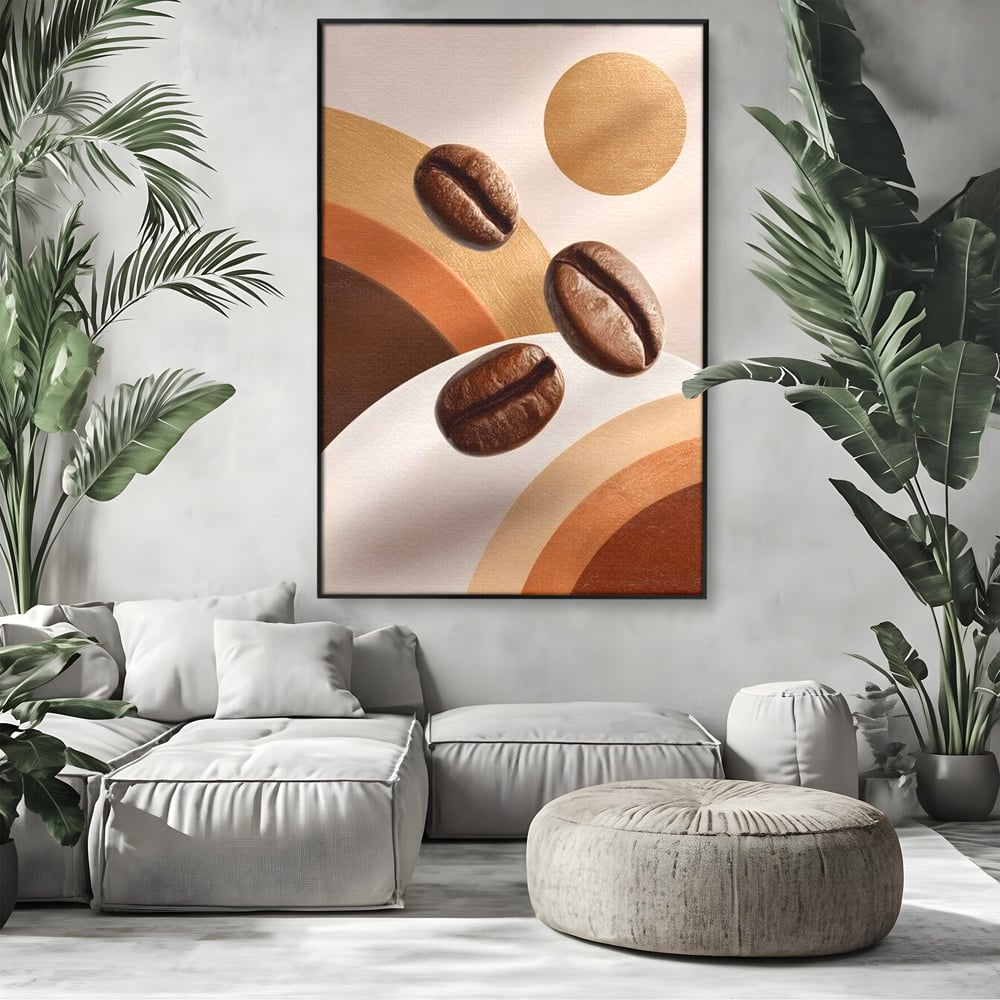 Tablou Canvas Premium, LuxCanva® N1149, Note Cafenii, Espresso, Boabe de Cafea, Aroma, Dimineata, Energie, Design, Modern, Cafenea, Pub, Bar, Lounge, Restaurant, Bucatarie