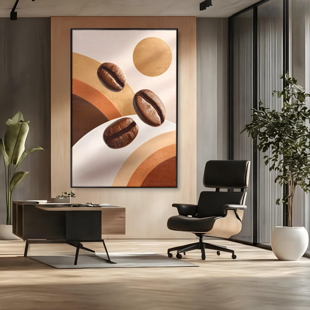 Tablou Canvas Premium, LuxCanva® N1149, Note Cafenii, Espresso, Boabe de Cafea, Aroma, Dimineata, Energie, Design, Modern, Cafenea, Pub, Bar, Lounge, Restaurant, Bucatarie