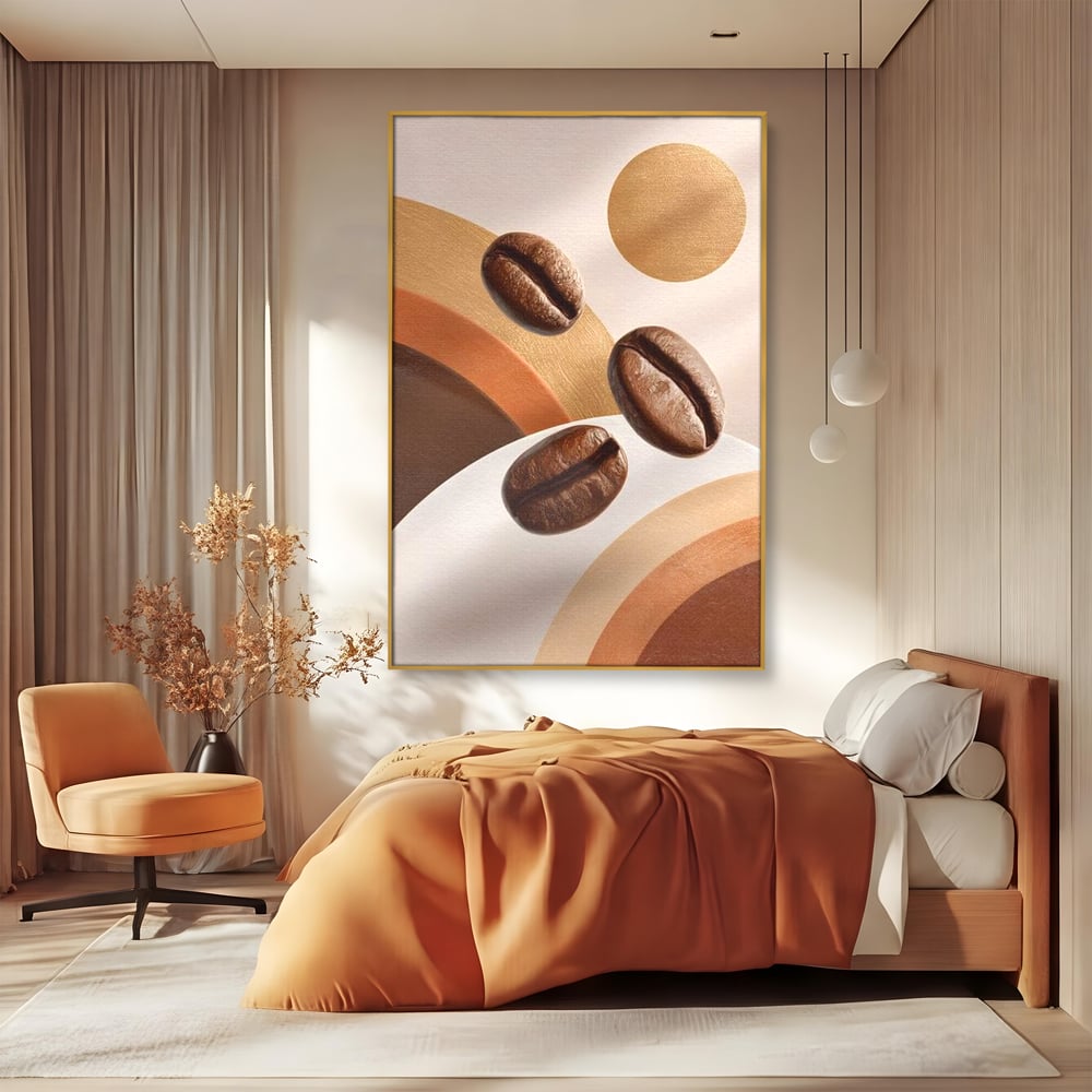 Tablou Canvas Premium, LuxCanva® N1149, Note Cafenii, Espresso, Boabe de Cafea, Aroma, Dimineata, Energie, Design, Modern, Cafenea, Pub, Bar, Lounge, Restaurant, Bucatarie