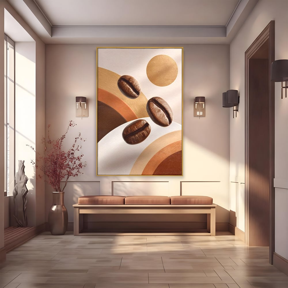 Tablou Canvas Premium, LuxCanva® N1149, Note Cafenii, Espresso, Boabe de Cafea, Aroma, Dimineata, Energie, Design, Modern, Cafenea, Pub, Bar, Lounge, Restaurant, Bucatarie