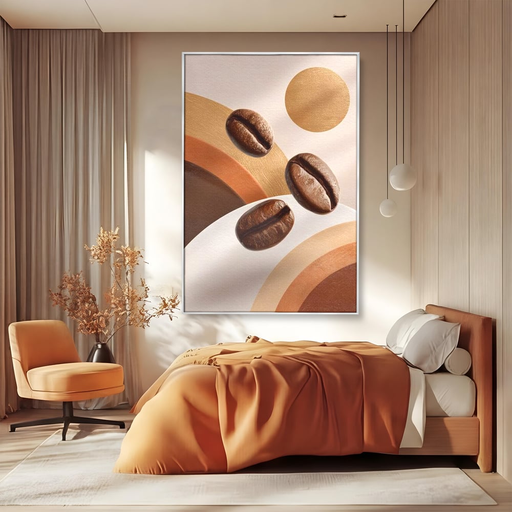 Tablou Canvas Premium, LuxCanva® N1149, Note Cafenii, Espresso, Boabe de Cafea, Aroma, Dimineata, Energie, Design, Modern, Cafenea, Pub, Bar, Lounge, Restaurant, Bucatarie