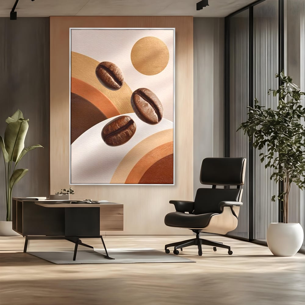 Tablou Canvas Premium, LuxCanva® N1149, Note Cafenii, Espresso, Boabe de Cafea, Aroma, Dimineata, Energie, Design, Modern, Cafenea, Pub, Bar, Lounge, Restaurant, Bucatarie