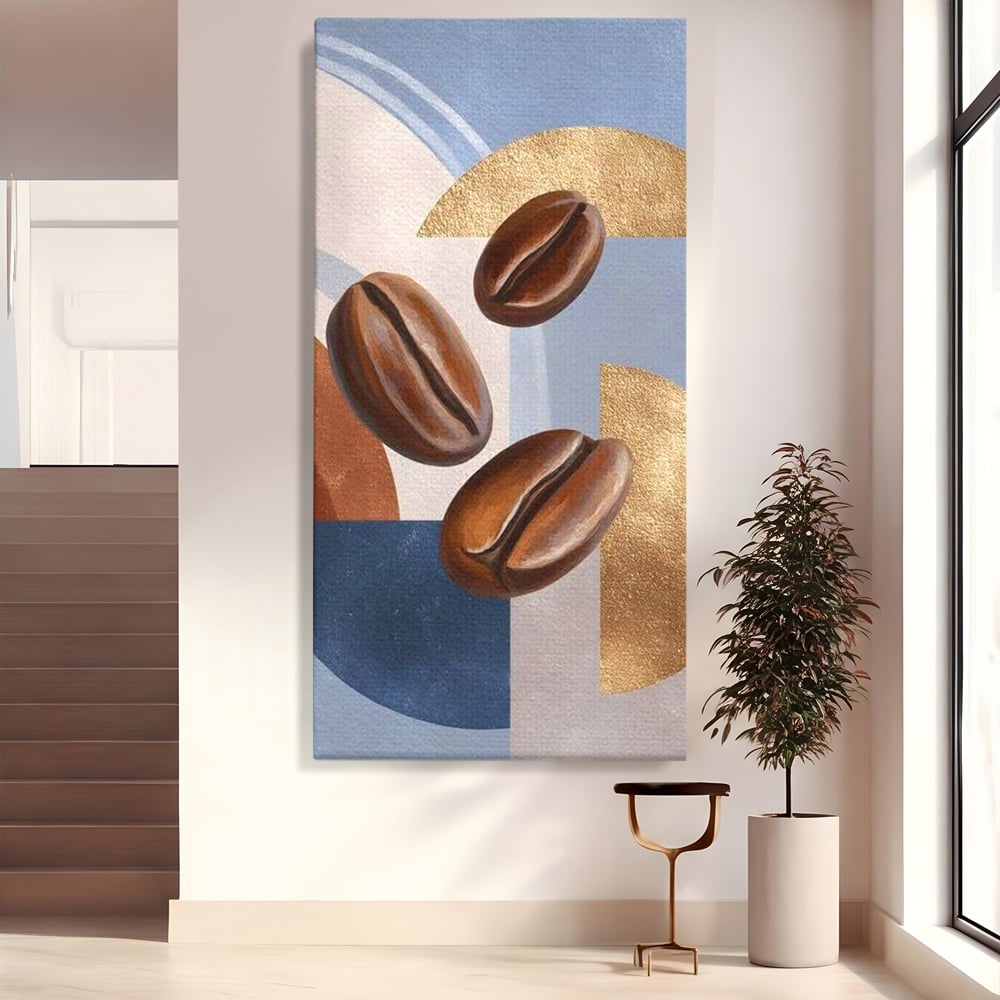 Tablou Canvas Premium, LuxCanva® N1151, Energie la Pachet, Boabe de Cafea, Forme, Espresso, Geometric, Modern, Decor, Cafenea, Pub, Bar, Lounge, Restaurant, Bucatarie