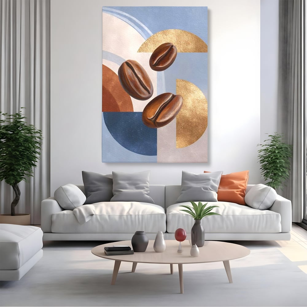 Tablou Canvas Premium, LuxCanva® N1151, Energie la Pachet, Boabe de Cafea, Forme, Espresso, Geometric, Modern, Decor, Cafenea, Pub, Bar, Lounge, Restaurant, Bucatarie
