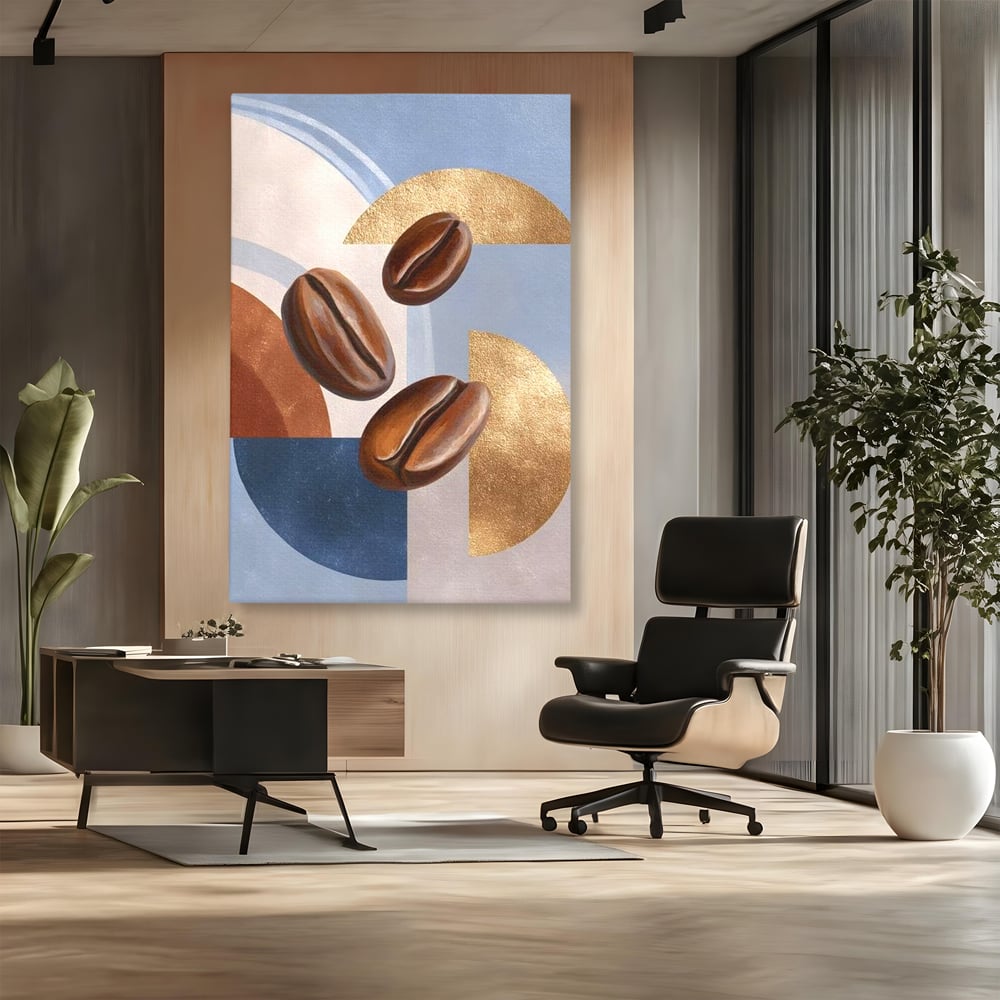Tablou Canvas Premium, LuxCanva® N1151, Energie la Pachet, Boabe de Cafea, Forme, Espresso, Geometric, Modern, Decor, Cafenea, Pub, Bar, Lounge, Restaurant, Bucatarie