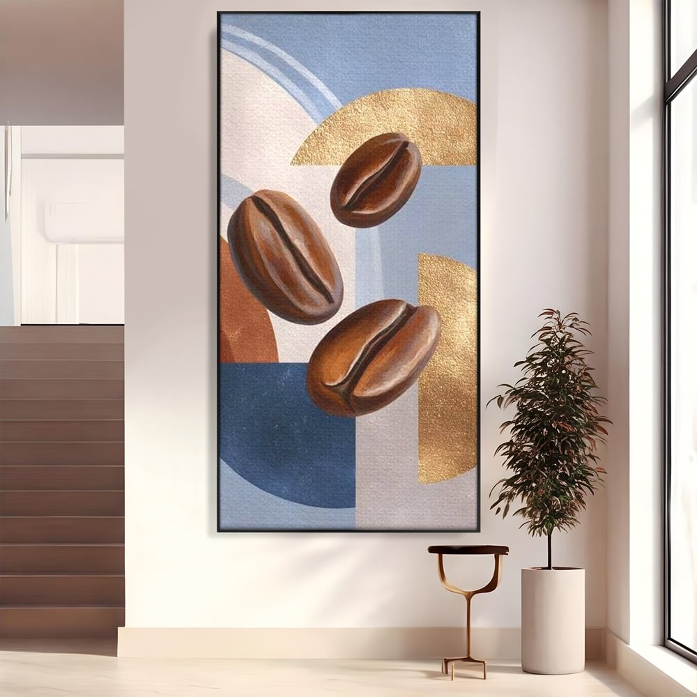 Tablou Canvas Premium, LuxCanva® N1151, Energie la Pachet, Boabe de Cafea, Forme, Espresso, Geometric, Modern, Decor, Cafenea, Pub, Bar, Lounge, Restaurant, Bucatarie