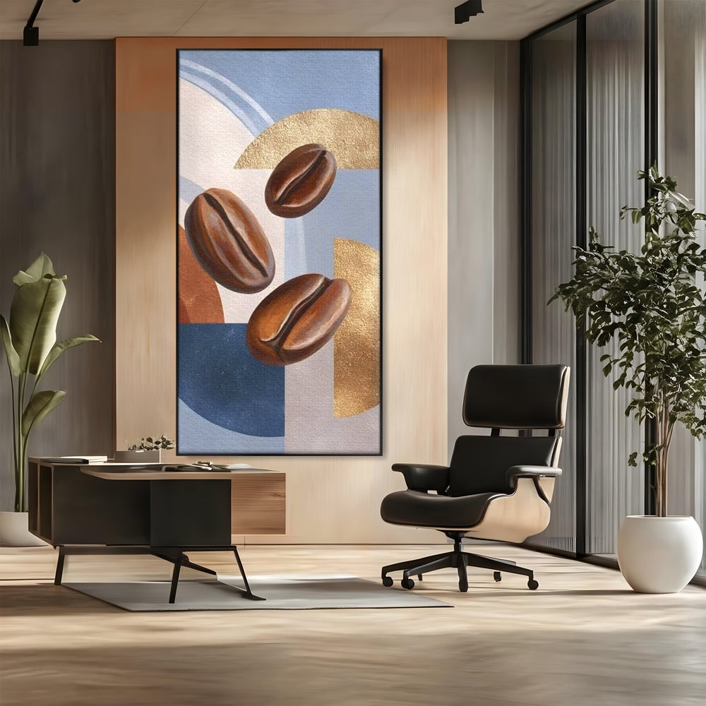 Tablou Canvas Premium, LuxCanva® N1151, Energie la Pachet, Boabe de Cafea, Forme, Espresso, Geometric, Modern, Decor, Cafenea, Pub, Bar, Lounge, Restaurant, Bucatarie