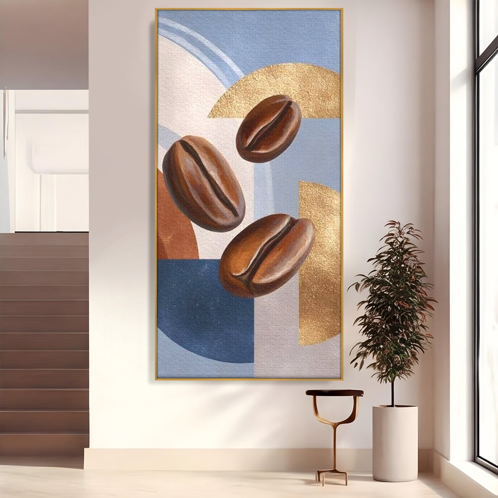 Tablou Canvas Premium, LuxCanva® N1151, Energie la Pachet, Boabe de Cafea, Forme, Espresso, Geometric, Modern, Decor, Cafenea, Pub, Bar, Lounge, Restaurant, Bucatarie