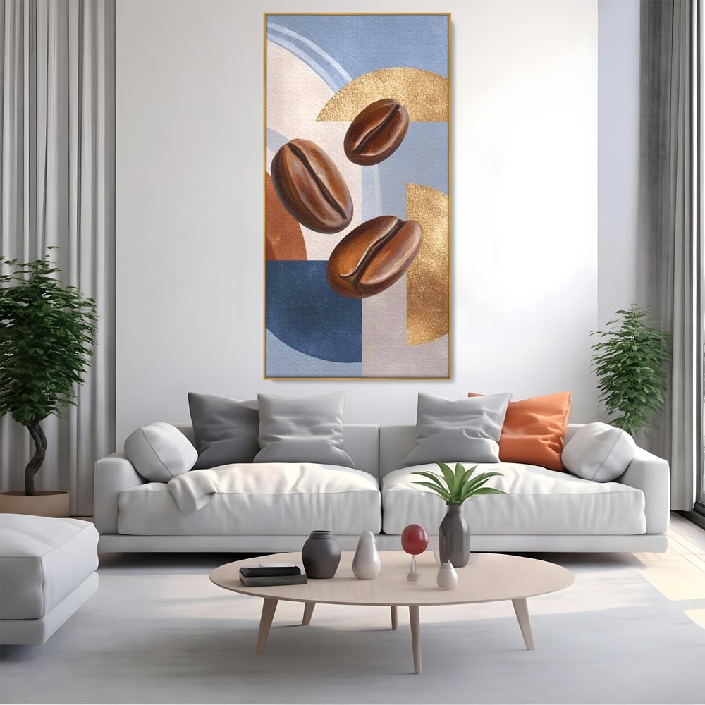 Tablou Canvas Premium, LuxCanva® N1151, Energie la Pachet, Boabe de Cafea, Forme, Espresso, Geometric, Modern, Decor, Cafenea, Pub, Bar, Lounge, Restaurant, Bucatarie