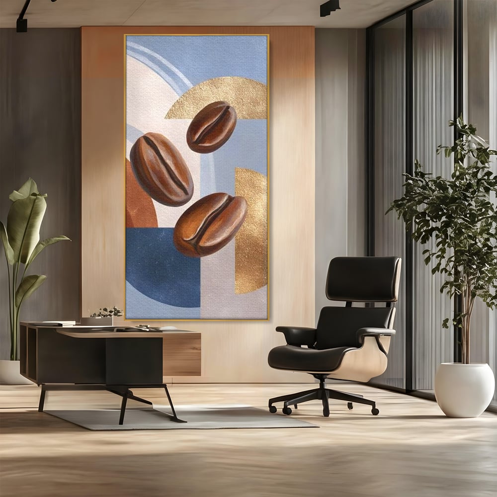 Tablou Canvas Premium, LuxCanva® N1151, Energie la Pachet, Boabe de Cafea, Forme, Espresso, Geometric, Modern, Decor, Cafenea, Pub, Bar, Lounge, Restaurant, Bucatarie