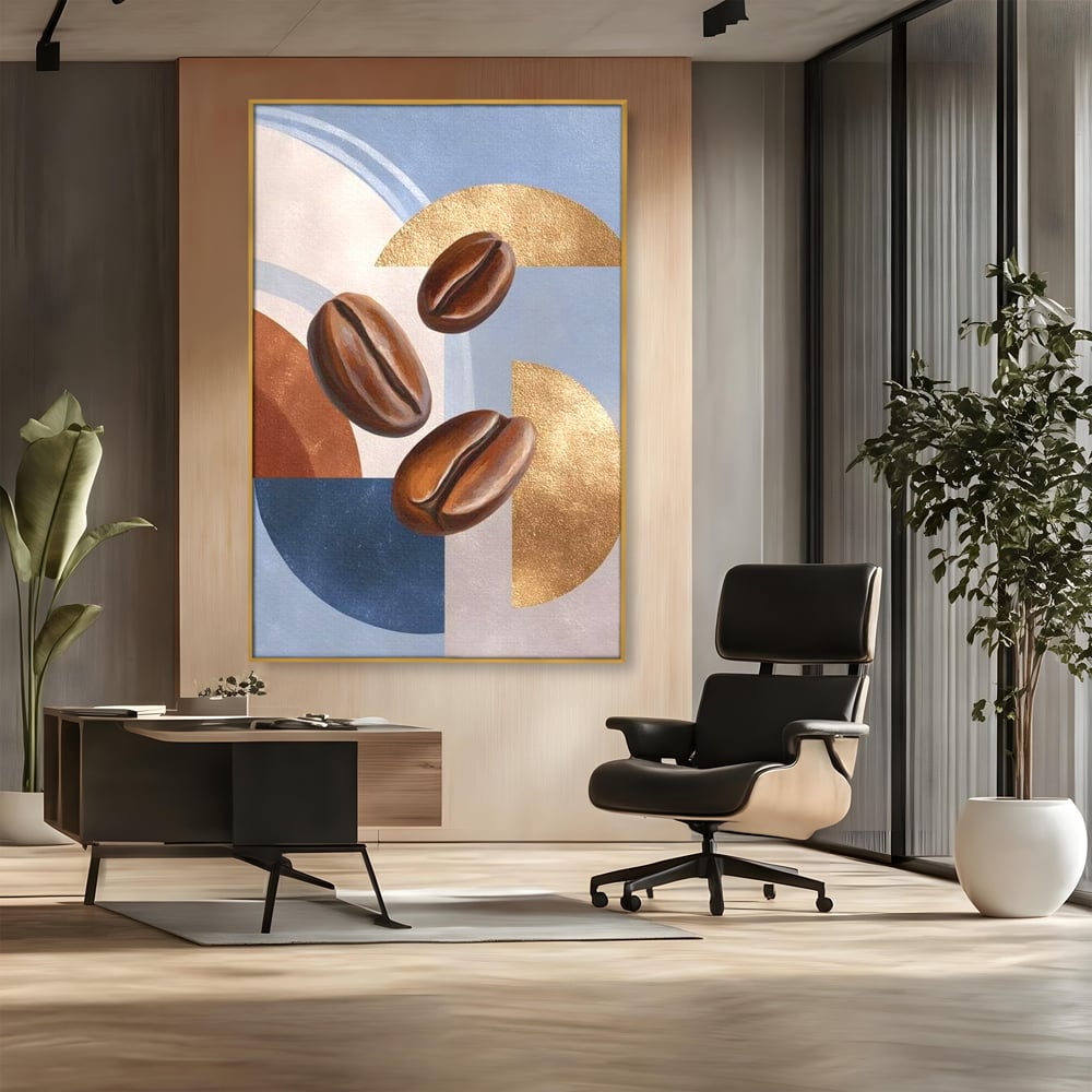 Tablou Canvas Premium, LuxCanva® N1151, Energie la Pachet, Boabe de Cafea, Forme, Espresso, Geometric, Modern, Decor, Cafenea, Pub, Bar, Lounge, Restaurant, Bucatarie