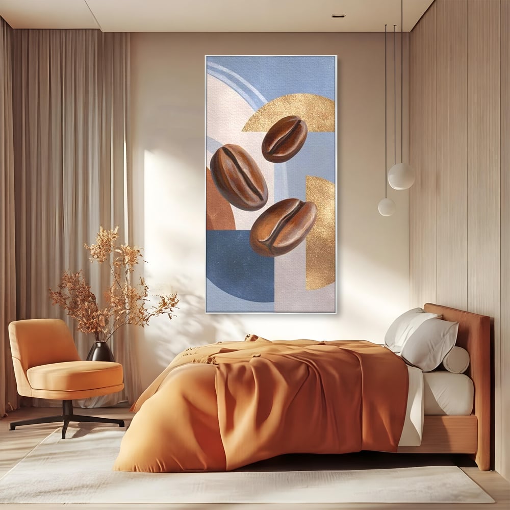 Tablou Canvas Premium, LuxCanva® N1151, Energie la Pachet, Boabe de Cafea, Forme, Espresso, Geometric, Modern, Decor, Cafenea, Pub, Bar, Lounge, Restaurant, Bucatarie