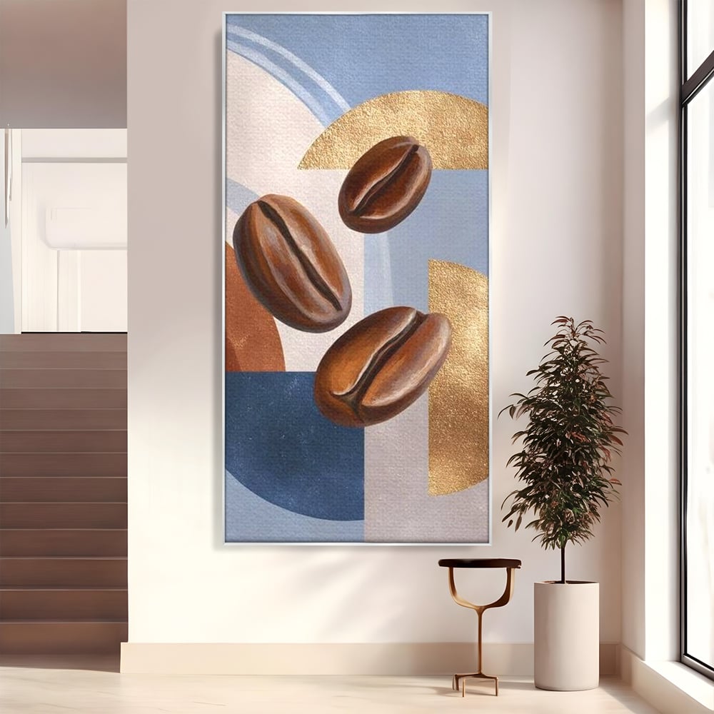 Tablou Canvas Premium, LuxCanva® N1151, Energie la Pachet, Boabe de Cafea, Forme, Espresso, Geometric, Modern, Decor, Cafenea, Pub, Bar, Lounge, Restaurant, Bucatarie