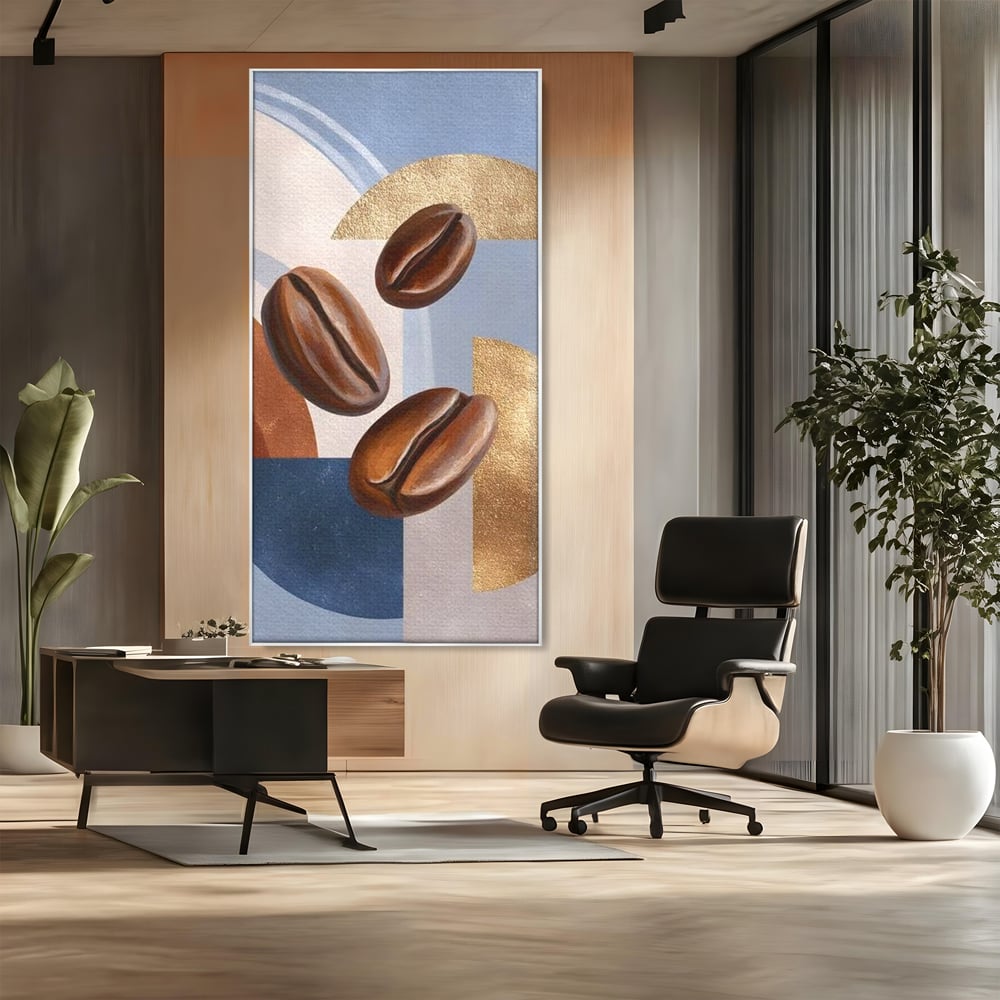 Tablou Canvas Premium, LuxCanva® N1151, Energie la Pachet, Boabe de Cafea, Forme, Espresso, Geometric, Modern, Decor, Cafenea, Pub, Bar, Lounge, Restaurant, Bucatarie