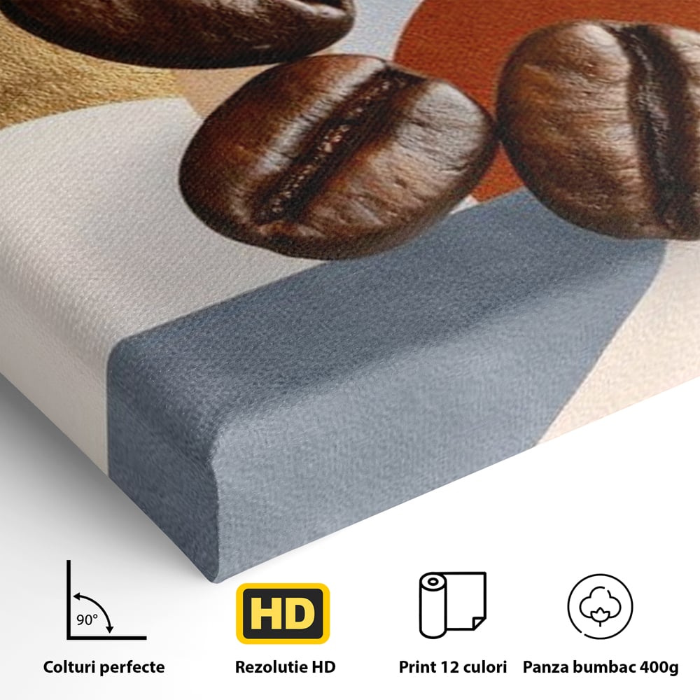 Tablou Canvas Premium, LuxCanva® N1152, Aroma de Altadata, Cafea, Boabe, Matinal, Minimalist, Abstract, Modern, Infuzie, Forme, Cafenea, Pub, Bar, Lounge, Restaurant, Bucatarie