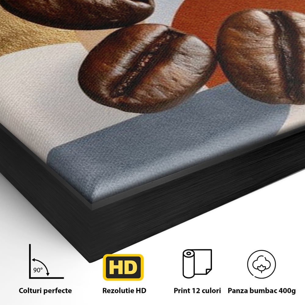Tablou Canvas Premium, LuxCanva® N1152, Aroma de Altadata, Cafea, Boabe, Matinal, Minimalist, Abstract, Modern, Infuzie, Forme, Cafenea, Pub, Bar, Lounge, Restaurant, Bucatarie