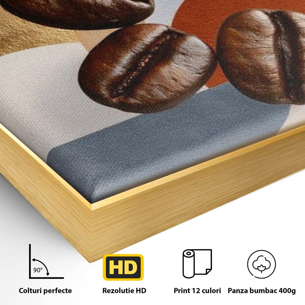 Tablou Canvas Premium, LuxCanva® N1152, Aroma de Altadata, Cafea, Boabe, Matinal, Minimalist, Abstract, Modern, Infuzie, Forme, Cafenea, Pub, Bar, Lounge, Restaurant, Bucatarie