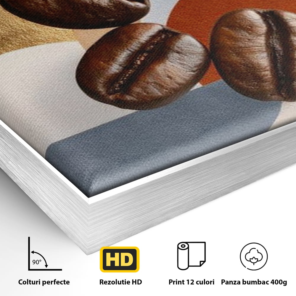 Tablou Canvas Premium, LuxCanva® N1152, Aroma de Altadata, Cafea, Boabe, Matinal, Minimalist, Abstract, Modern, Infuzie, Forme, Cafenea, Pub, Bar, Lounge, Restaurant, Bucatarie