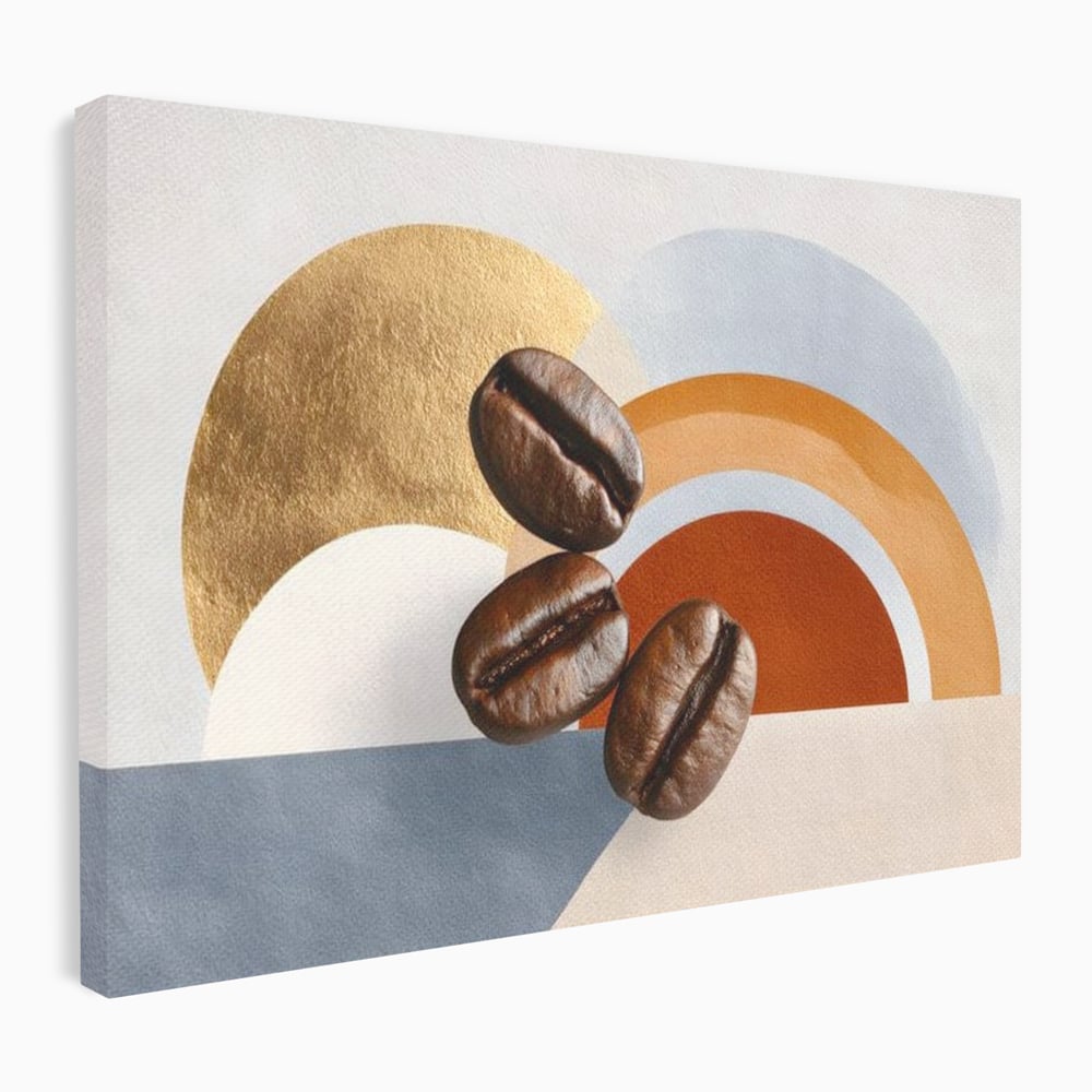 Tablou Canvas Premium, LuxCanva® N1152, Aroma de Altadata, Cafea, Boabe, Matinal, Minimalist, Abstract, Modern, Infuzie, Forme, Cafenea, Pub, Bar, Lounge, Restaurant, Bucatarie