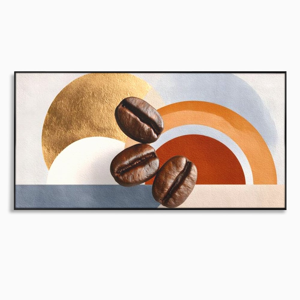 Tablou Canvas Premium, LuxCanva® N1152, Aroma de Altadata, Cafea, Boabe, Matinal, Minimalist, Abstract, Modern, Infuzie, Forme, Cafenea, Pub, Bar, Lounge, Restaurant, Bucatarie