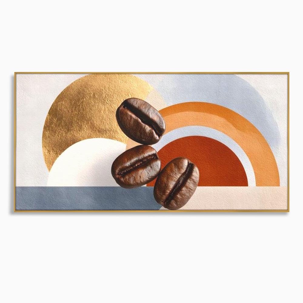 Tablou Canvas Premium, LuxCanva® N1152, Aroma de Altadata, Cafea, Boabe, Matinal, Minimalist, Abstract, Modern, Infuzie, Forme, Cafenea, Pub, Bar, Lounge, Restaurant, Bucatarie