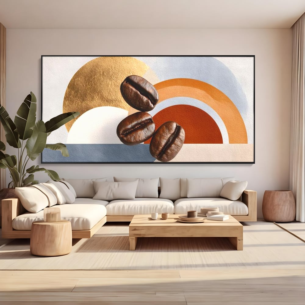 Tablou Canvas Premium, LuxCanva® N1152, Aroma de Altadata, Cafea, Boabe, Matinal, Minimalist, Abstract, Modern, Infuzie, Forme, Cafenea, Pub, Bar, Lounge, Restaurant, Bucatarie