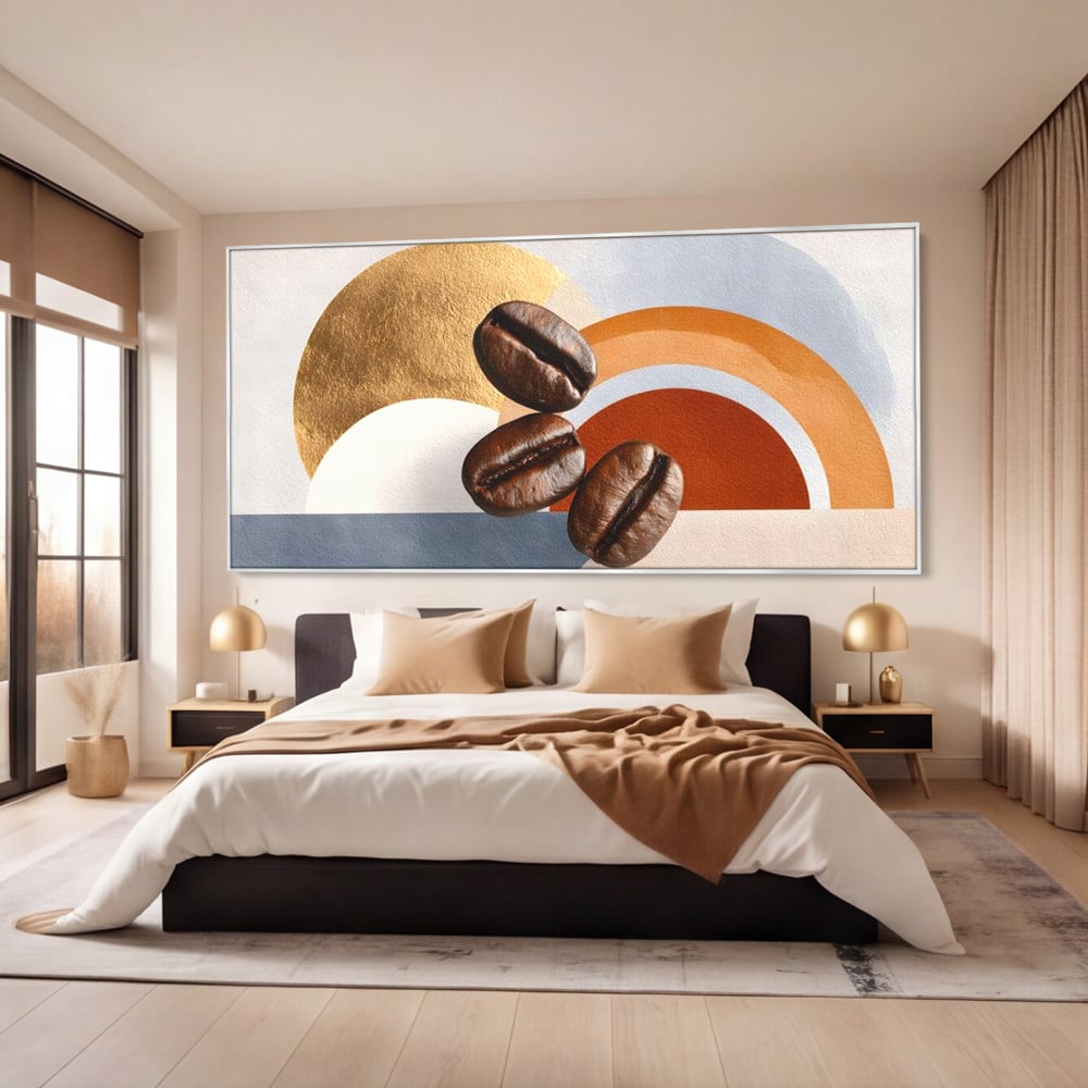 Tablou Canvas Premium, LuxCanva® N1152, Aroma de Altadata, Cafea, Boabe, Matinal, Minimalist, Abstract, Modern, Infuzie, Forme, Cafenea, Pub, Bar, Lounge, Restaurant, Bucatarie