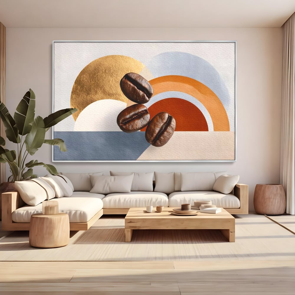 Tablou Canvas Premium, LuxCanva® N1152, Aroma de Altadata, Cafea, Boabe, Matinal, Minimalist, Abstract, Modern, Infuzie, Forme, Cafenea, Pub, Bar, Lounge, Restaurant, Bucatarie