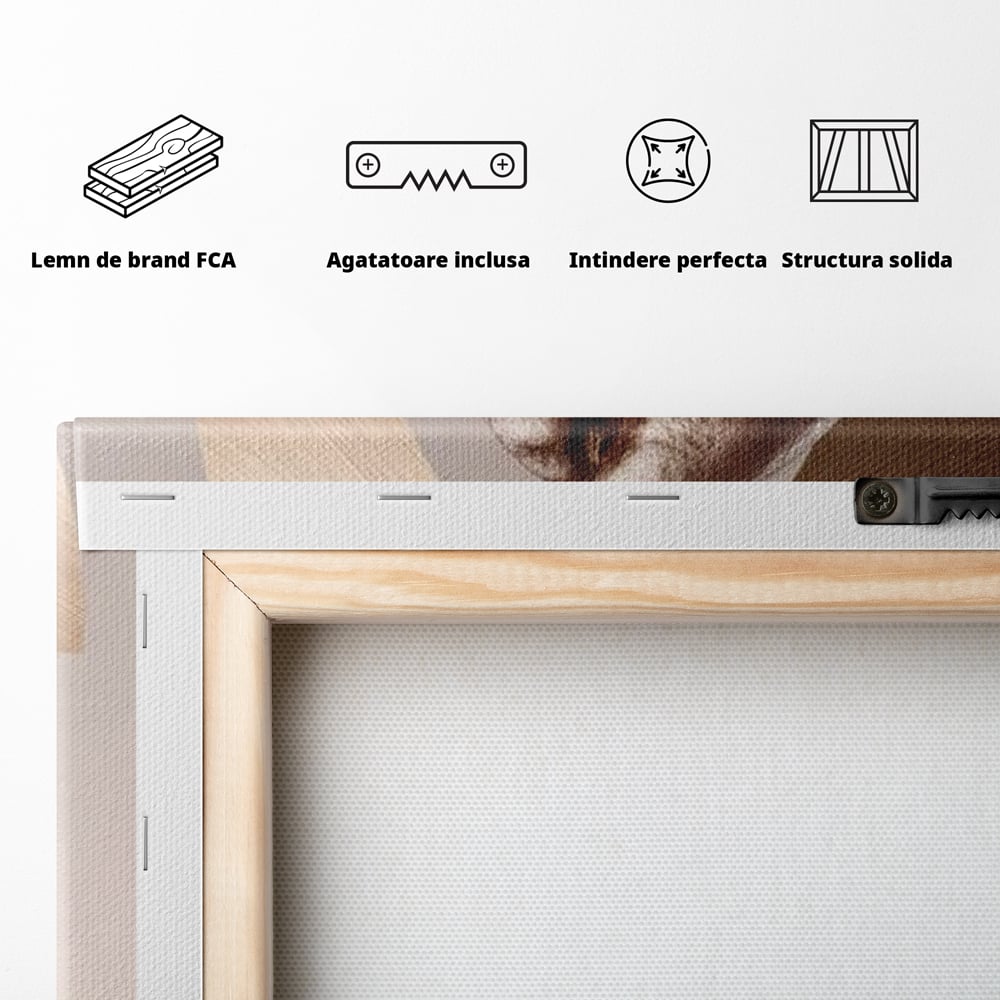 Tablou Canvas Premium, LuxCanva® N1153, Duo Espresso, Matinal, Semicerc, Auriu, Arta Abstracta, Boabe de Cafea, Design, Aroma, Cafenea, Pub, Bar, Lounge, Restaurant, Bucatarie
