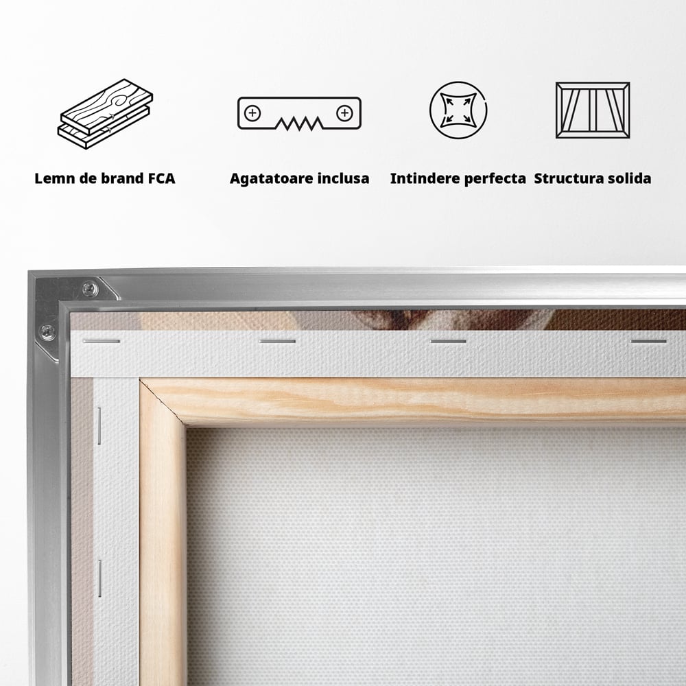 Tablou Canvas Premium, LuxCanva® N1153, Duo Espresso, Matinal, Semicerc, Auriu, Arta Abstracta, Boabe de Cafea, Design, Aroma, Cafenea, Pub, Bar, Lounge, Restaurant, Bucatarie